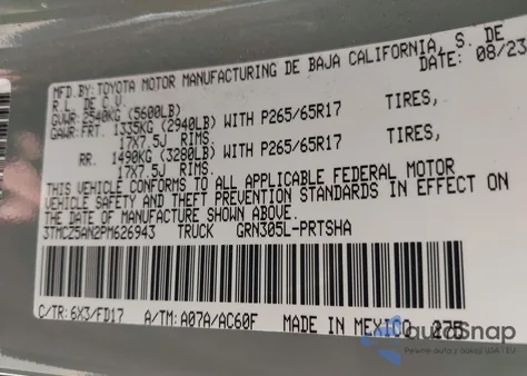 2023 Toyota Tacoma Trd Sport из США, поврежденный, VIN 3TMCZ5AN2PM626943